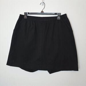 ULLA POPKEN Black 100% Cotton Pull On Elastic Waist Skort Pockets Plus Sz 16/18